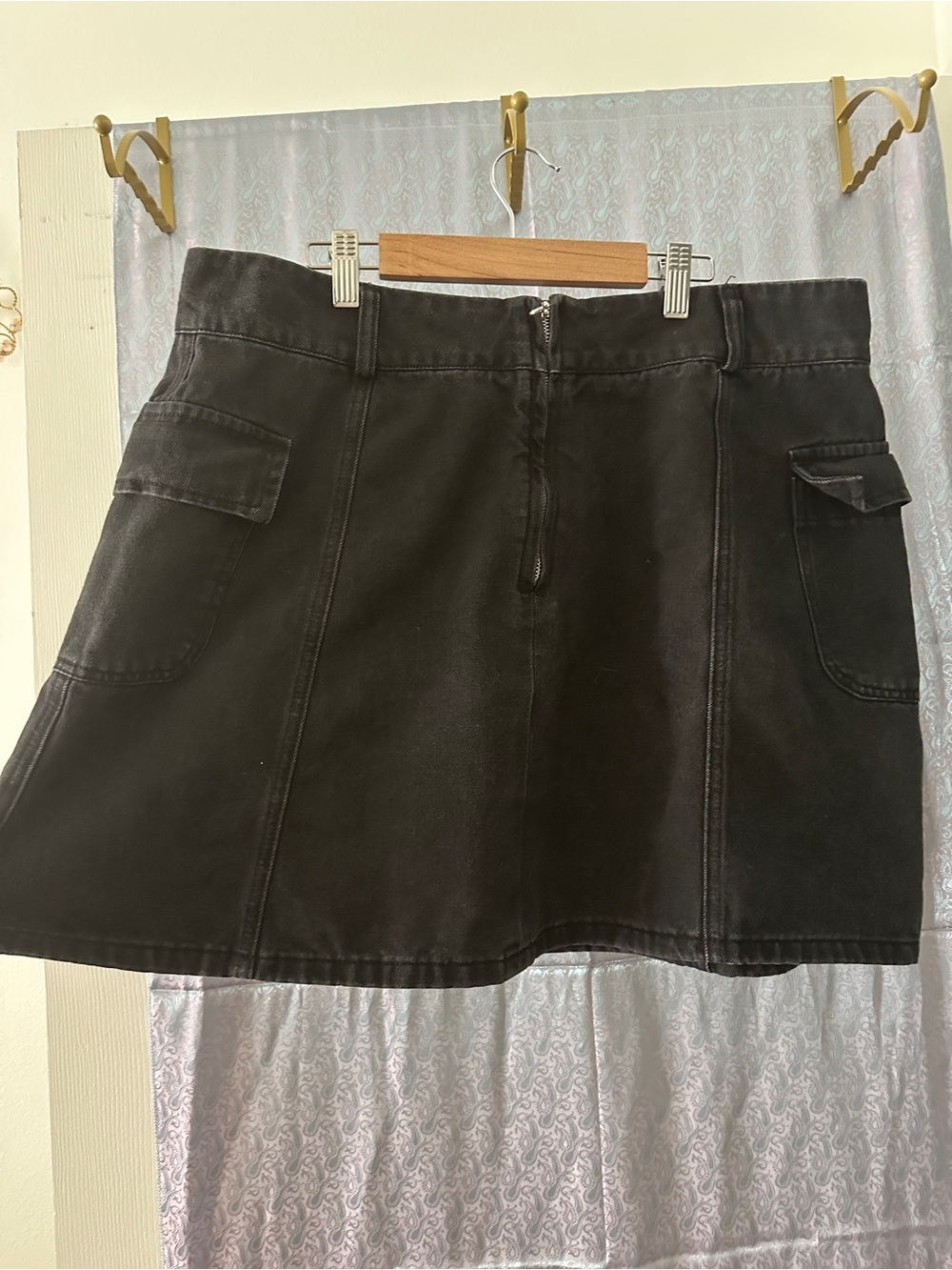 Cider Black denim A-Line skirt